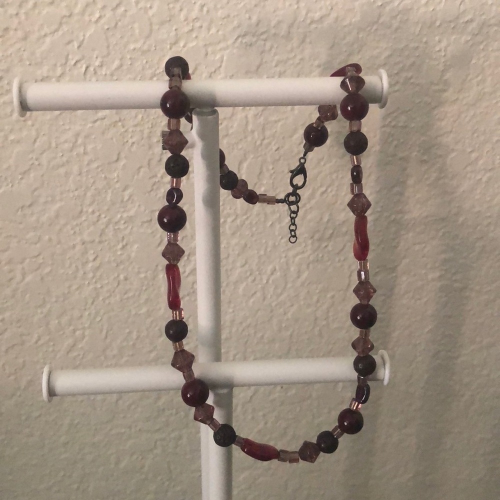 red/purple beaded necklace